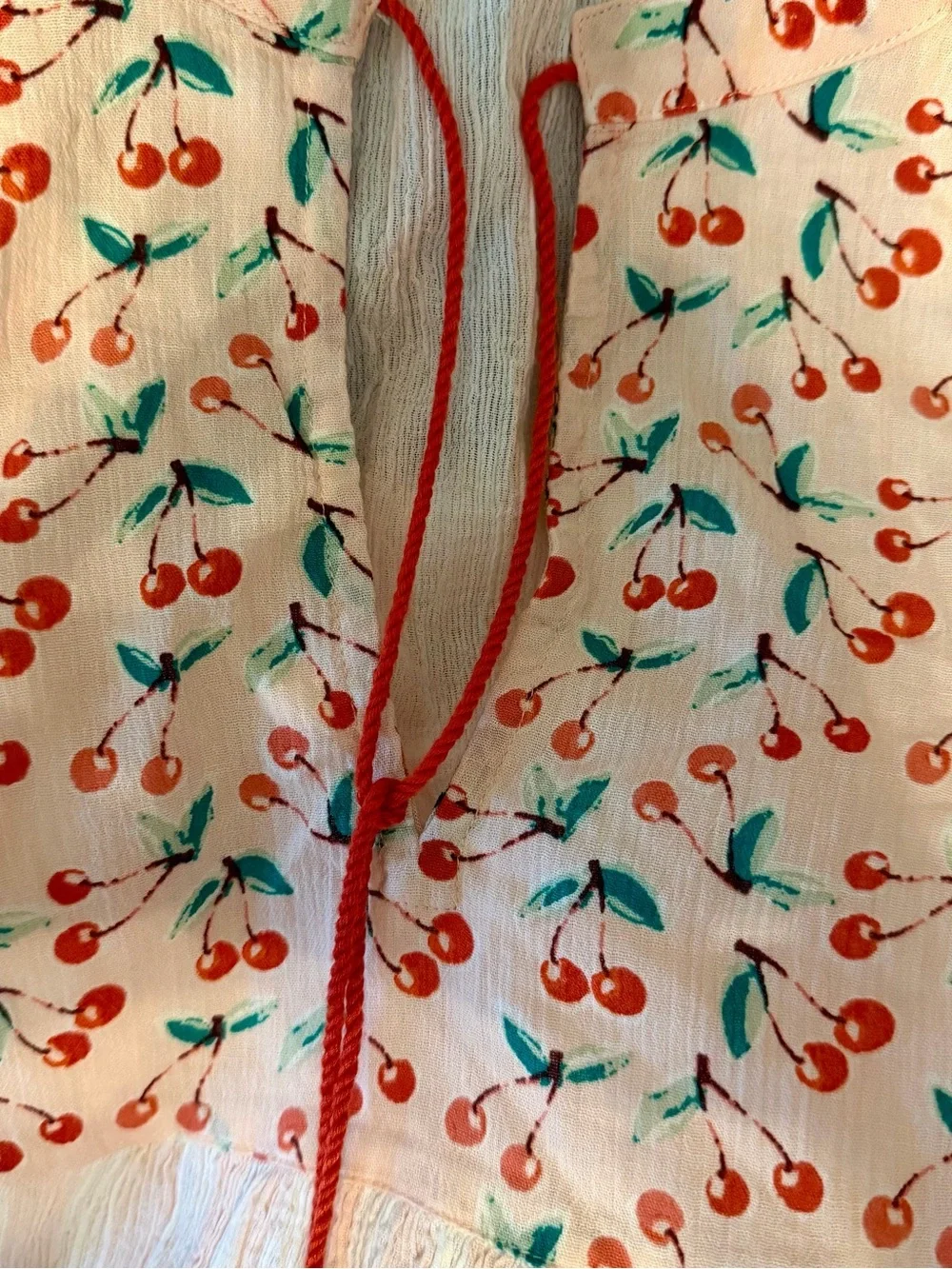 J. Crew Pink and White Striped  with Cherry detailing Swim/Tunic Size Small